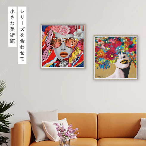 アート 絵画 壁掛け 油絵 63×63cm オイルペイント ワイルドコラージュ.|s5